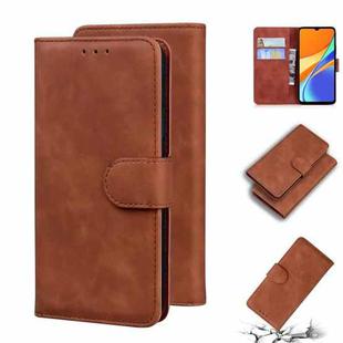 For Xiaomi Redmi 9C Skin Feel Pure Color Flip Leather Phone Case(Brown)