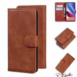 For Xiaomi Redmi K40 / K40 Pro / Poco F3 Skin Feel Pure Color Flip Leather Phone Case(Brown)