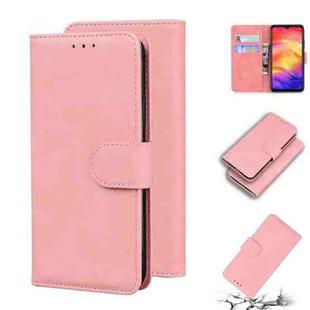 For Xiaomi Redmi Note 7 / Note 7S Skin Feel Pure Color Flip Leather Phone Case(Pink)