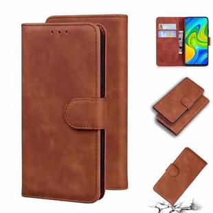 For Xiaomi Redmi Note 9 / 10X 4G Skin Feel Pure Color Flip Leather Phone Case(Brown)