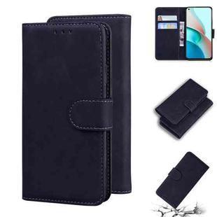 For Xiaomi Redmi Note 9 5G CN Version / Note 9T Skin Feel Pure Color Flip Leather Phone Case(Black)