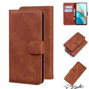 For Xiaomi Redmi Note 9 5G CN Version / Note 9T Skin Feel Pure Color Flip Leather Phone Case(Brown)