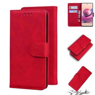 For Xiaomi Redmi Note 10 4G / Note 10s Skin Feel Pure Color Flip Leather Phone Case(Red)