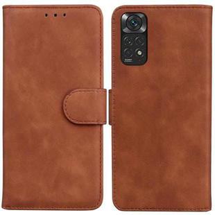 For Xiaomi Redmi Note 11 Global / Note 11S Skin Feel Pure Color Flip Leather Phone Case(Brown)