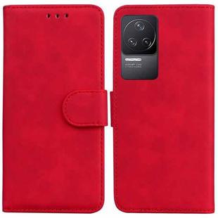For Xiaomi Redmi K40S Skin Feel Pure Color Flip Leather Phone Case(Red)