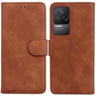 For Xiaomi Redmi K40S Skin Feel Pure Color Flip Leather Phone Case(Brown)