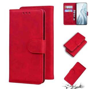 For Xiaomi Mi 11 Skin Feel Pure Color Flip Leather Phone Case(Red)