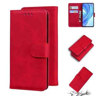 For Xiaomi Mi 11 Lite Skin Feel Pure Color Flip Leather Phone Case(Red)