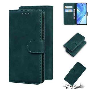 For Xiaomi Mi 11 Lite Skin Feel Pure Color Flip Leather Phone Case(Green)