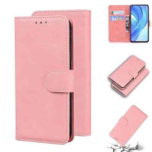 For Xiaomi Mi 11 Lite Skin Feel Pure Color Flip Leather Phone Case(Pink)