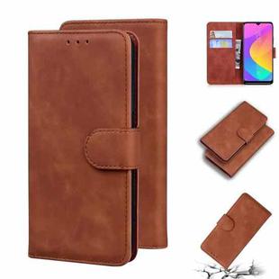 For Xiaomi Mi CC9e / A3 Skin Feel Pure Color Flip Leather Phone Case(Brown)