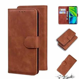 For Xiaomi Mi CC9 Pro / Note 10 / Note 10 Pro Skin Feel Pure Color Flip Leather Phone Case(Brown)