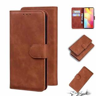 For Xiaomi Mi Note 10 Lite Skin Feel Pure Color Flip Leather Phone Case(Brown)