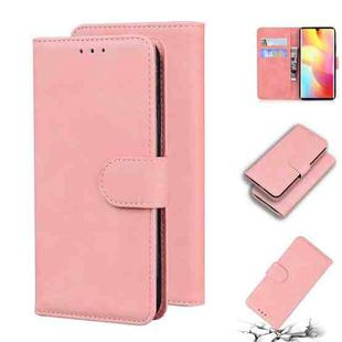 For Xiaomi Mi Note 10 Lite Skin Feel Pure Color Flip Leather Phone Case(Pink)