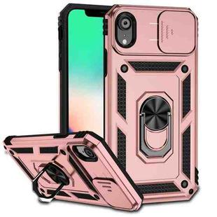 For iPhone XR Sliding Camshield Holder Phone Case(Rose Gold)