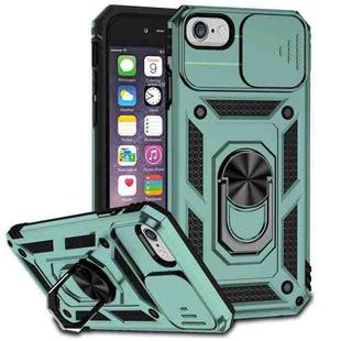 For iPhone SE 2022 / SE 2020 / 8 / 7 / 6 Sliding Camshield Holder Phone Case(Dark Green)
