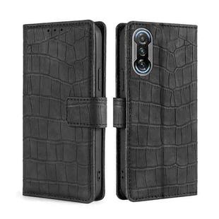 For Xiaomi Redmi K40 Gaming Skin Feel Crocodile Texture Magnetic Leather Phone Case(Black)