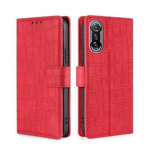 For Xiaomi Redmi K40 Gaming Skin Feel Crocodile Texture Magnetic Leather Phone Case(Red)