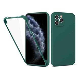 For iPhone 13 Pro Imitation Liquid Silicone 360 Full Body Case (Deep Green)