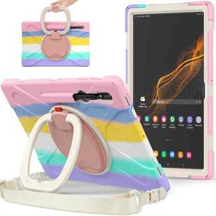 For Samsung Galaxy Tab S8 Ultra Silicone + PC Tablet Case(Colorful Pink)