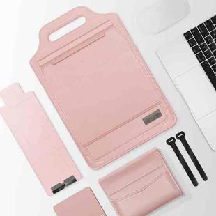15 inch Multifunctional Mouse Pad Stand Handheld Laptop Bag(Pink)