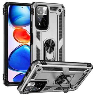 For Xiaomi Redmi Note 11 Pro Shockproof TPU + PC Phone Case with 360 Degree Rotating Holder(Silver)