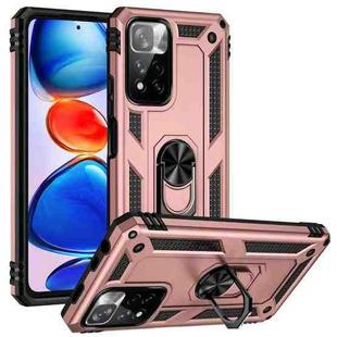 For Xiaomi Redmi Note 11 Pro Shockproof TPU + PC Phone Case with 360 Degree Rotating Holder(Rose Gold)