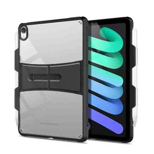 For iPad mini 6 PC+TPU Transparent Holder Pen Slot Tablet Case(Black)