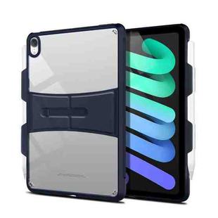 For iPad mini 6 PC+TPU Transparent Holder Pen Slot Tablet Case(Blue)