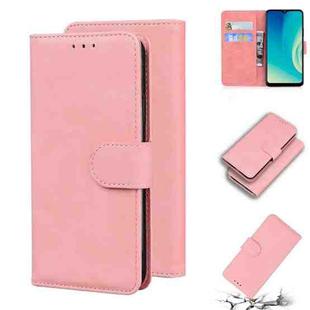 For ZTE Blade A7s 2020 Skin Feel Pure Color Flip Leather Phone Case(Pink)