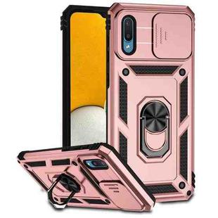 For Samsung Galaxy A02 Sliding Camshield Holder Phone Case(Rose Gold)