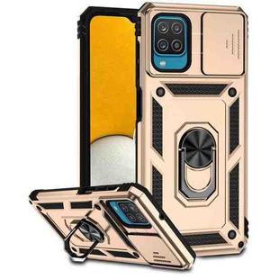 For Samsung Galaxy A12 Sliding Camshield Holder Phone Case(Gold)