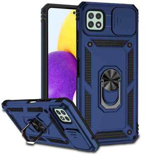 For Samsung Galaxy A22 5G Sliding Camshield Holder Phone Case(Blue)