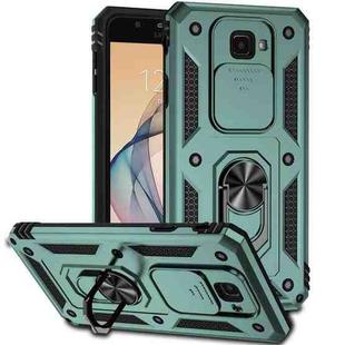 For Samsung Galaxy J7 Prime Sliding Camshield Holder Phone Case(Dark Green)