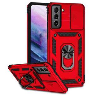 For Samsung Galaxy S21 5G Sliding Camshield Holder Phone Case(Red)