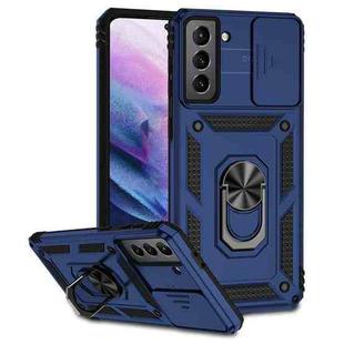 For Samsung Galaxy S21 5G Sliding Camshield Holder Phone Case(Blue)