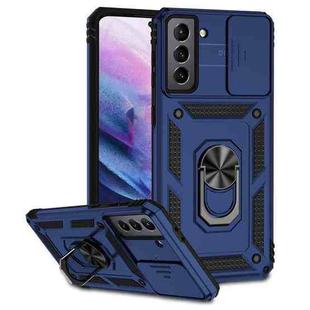 For Samsung Galaxy S21+ 5G Sliding Camshield Holder Phone Case(Blue)