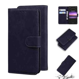 For Sony Xperia 1 Skin Feel Pure Color Flip Leather Phone Case(Black)