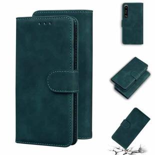 For Sony Xperia 1 III Skin Feel Pure Color Flip Leather Phone Case(Green)