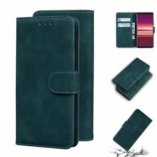 For Sony Xperia 5 Skin Feel Pure Color Flip Leather Phone Case(Green)