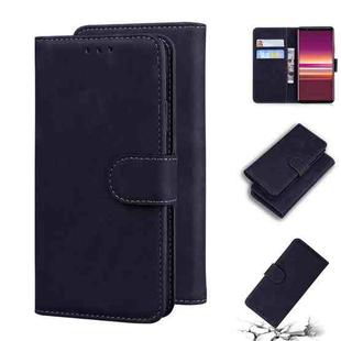 For Sony Xperia 5 Skin Feel Pure Color Flip Leather Phone Case(Black)