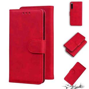 For Sony Xperia 5 III Skin Feel Pure Color Flip Leather Phone Case(Red)