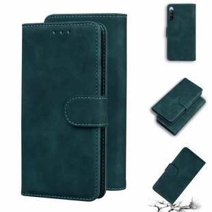For Sony Xperia 10 III Skin Feel Pure Color Flip Leather Phone Case(Green)