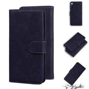 For Sony Xperia 10 III Skin Feel Pure Color Flip Leather Phone Case(Black)