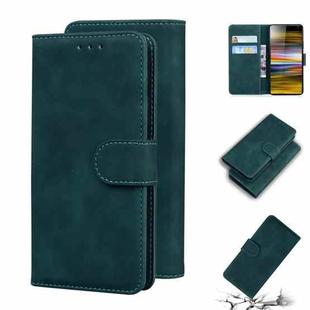 For Sony Xperia 10 Plus Skin Feel Pure Color Flip Leather Phone Case(Green)
