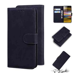 For Sony Xperia 10 Plus Skin Feel Pure Color Flip Leather Phone Case(Black)