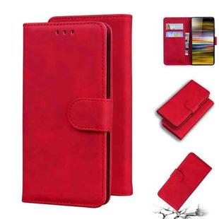 For Sony Xperia 10 Plus Skin Feel Pure Color Flip Leather Phone Case(Red)