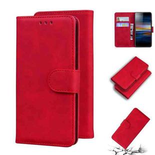 For Sony Xperia L3 Skin Feel Pure Color Flip Leather Phone Case(Red)