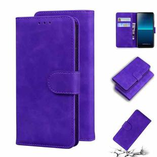 For Sony Xperia L4 Skin Feel Pure Color Flip Leather Phone Case(Purple)