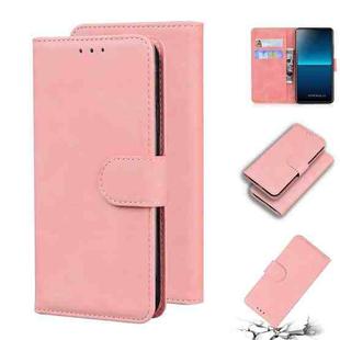 For Sony Xperia L4 Skin Feel Pure Color Flip Leather Phone Case(Pink)